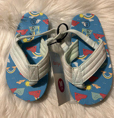 Cat & Jack Rainbow Flip Flop Sandals Blue/Multicolor Glitter toddler Kids US 7/8