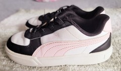PUMA 396318-42 Black White Pink Leather Sneakers Unisex Kids 10C EU 27