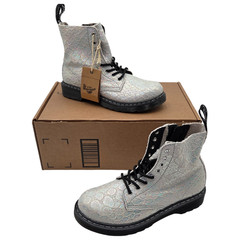 Dr. Martens Junior 1460 Pascal Suede Boots White/Silver Croc Metallic US 4M / 5L