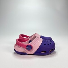 Crocs Classic Pink Purple Colorblock Slip On Waterproof Comfort Clogs Kid Size 5