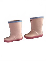 Hunter Kids First Classic Rain Boots Size 8 Toddler Light Pink Blue Trim Rubber