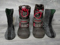 Sorel Snow Boots Size 4 kids 22.5 EU removable wool lining super warm 8″ tall