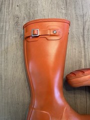 Hunter Original Tall Gloss Youth Wellington Boots Sz 4 Coral Orange Preowned