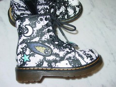 Kids Outer Space Galaxy Dr Doc Martens Black Boots Shoe 12C