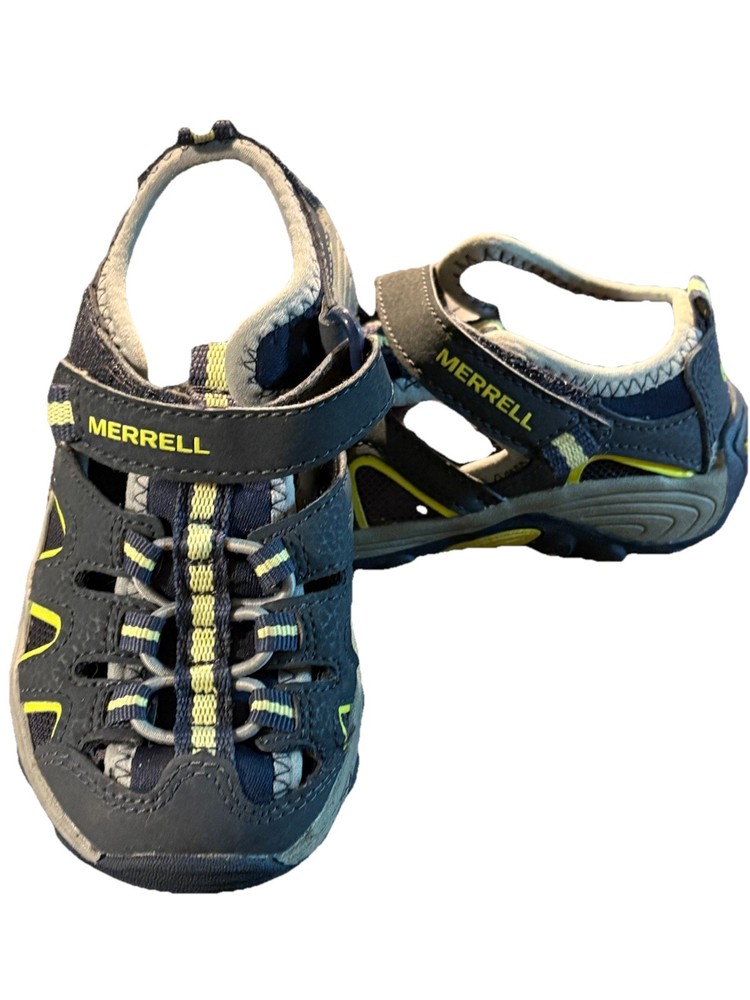 Merrell Kids Closed-Toe Sandals Size 1M Navy/Yellow Leather/Textile Upper