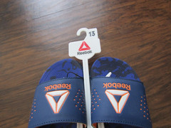 NEW NAVY & ORANGE REEBOK BRAND EVA COMFORT FOOTBED KIDS SLIDES SIZE 13