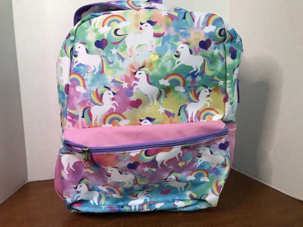 Bioworld Unicorn Backpack Lunch Kit etc 16×4.5×4.5″ School/Travel Padded straps