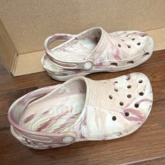 Crocs Classic Clog Unisex Kids US 3 Pink/White Marbled Slip-On Clogs