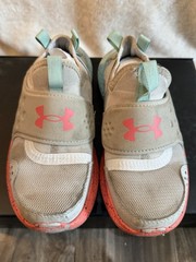 Under Armour Kickson Slip Gray/Pink/Blue Mesh Slip-On Sneaker Kids US 2Y