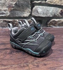 Keen Gray & Teal Hiking Walking Shoes No Tie Child Toddler Size 4