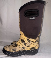 Oaki Kids Waterproof Construction Print Rain Boots Rubber US 13 EU 31