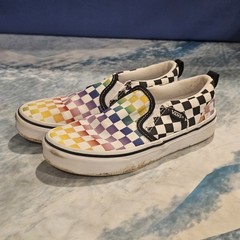 Vans Slip On Rainbow Checkerboard Shoes Kids Size 13 Multicolor Unisex