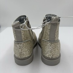 Cat & Jack Size 10 Flora Silver Glitter Boots Side Zip Girls Chunky Lug Soles