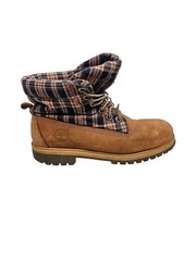 Timberland Junior Norse Flannel Roll Top Brown Utility Boots Size 6 Youth