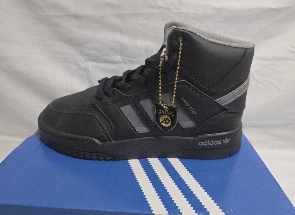 🔥adidas Drop Step J Black Gray High Top Sneaker Unisex Kids US 5.5😍 New