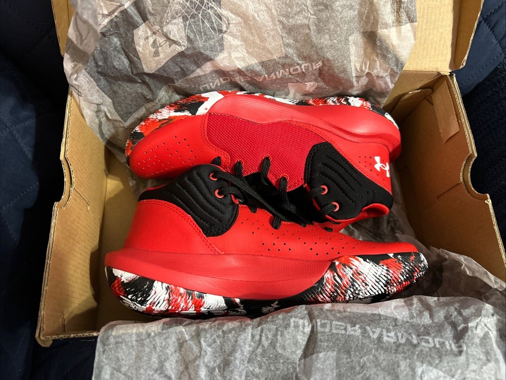 Under Armour Unisex-Youth Jet ’21 Basketball Shoe Red-Black-White 6Y NEW 3024794