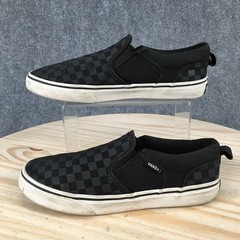 Vans Checkerboard Classic Slip On Sneaker Shoes Youth 7 Canvas Black 721356