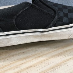 Vans Checkerboard Classic Slip On Sneaker Shoes Youth 7 Canvas Black 721356
