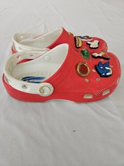 Crocs Kids Sonic The Hedgehog Clogs Red Shoes Junior Size J1 With Custom Jiblets