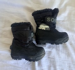 Sorel Commander Winter Snow Boots Toddler Size 6 NV1877-010 Black Lined