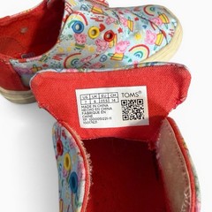 TOMS x Peppa Pig Multicolor Slip-On Canvas Shoes Unisex Kids US 7 Rainbow Design