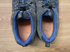 Merrell Non-Marking Sole Gray Leather Upper Blue Mesh Hiking Shoes ~Men’s US 7~