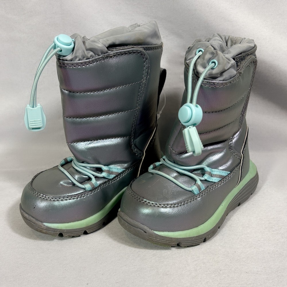 Lands‘ End Iridescent Flurry Insulated Snow Boots Unisex Kids 6M Blue