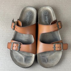 Cat & Jack Drew Double Buckle Sandals Brown Unisex Kids Size 1 Pre-Owned