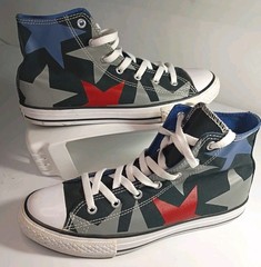 Converse Chuck Taylor All Star Hi top Americana Sneaker Red Blue Grey Stars 6 JR