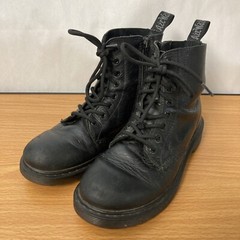 Dr. Martens 1460 Pascal Mono J Black Side Zip Lace Up Combat Boots Kids Size 3
