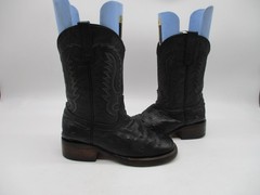 Rock’Em Black Leather Smooth Ostrich Print Western Boots Little Kids Size 13