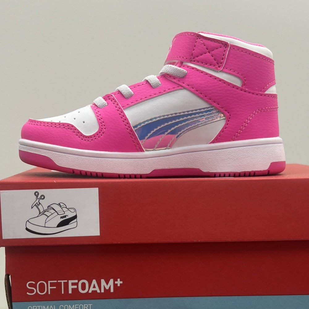 PUMA Rebound SL SoftFoam+ Pink White High Top Sneakers Kids Size 11C