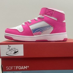 PUMA Rebound SL SoftFoam+ Pink White High Top Sneakers Kids Size 11C
