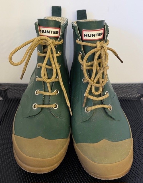 Hunter Thurloe Kids Lace Up Rain Boots Green Size US 3 Youth UK 2 EU 34 Wellies