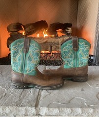Georgia Boot Carbo-Tec Big Kids Pull On Boot US 6M Turquoise Brown