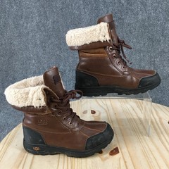 UGG Boots Youth 2 M Butte II CWR Snow Brown Leather Lace Up Round Toe Casual