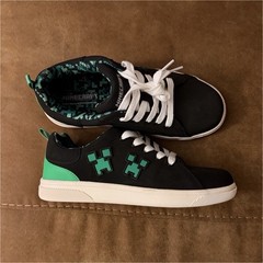 Minecraft Creeper Kids‘ Black Green Sneakers Lace Up Unisex Low Top