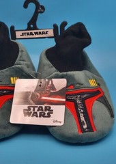 Star Wars Disney Mandalorian Kids Slippers L 9-10 Fett Green & Red New