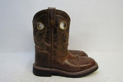 Dan Post Youth Size 2.5 D Brown Leather Buckaroo Cowboy Western Boots
