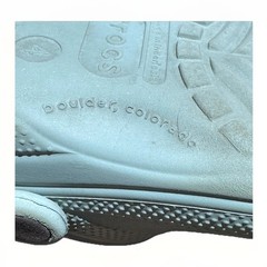 Authentic Crocs Classic Clogs Blue Sz J/4 With 6 Charms Food, And Characters.