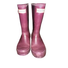 Hunter Waterproof Child’s Purple Mid-Calf Rain Boots Pull On Buckle US 13