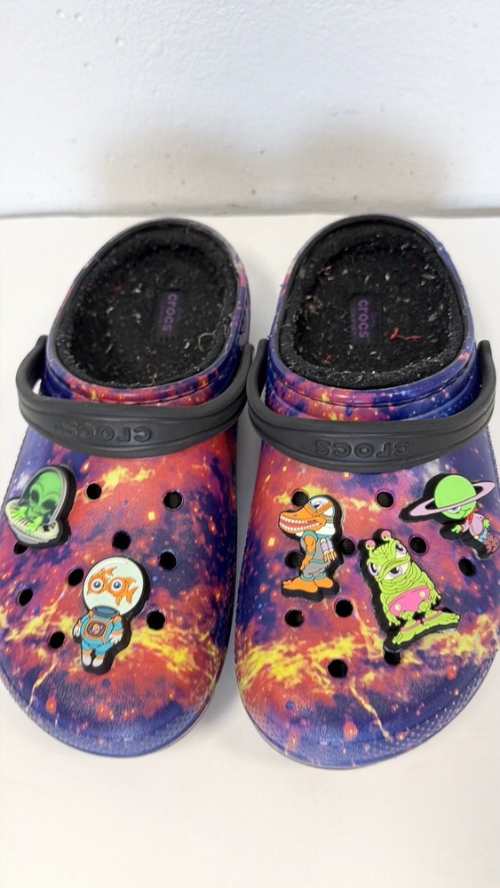 Crocs Classic Lined Galaxy Clogs Youth Boys Size J5
