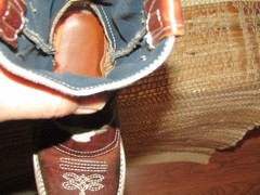 Mexico Brown & Gray Square Toe Western Cowboy Boots Kids sz 12 Mex 19