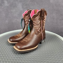 Ariat Firecatcher C Boots Kids Size 9 Brown Leather Zip Western Rowdy Brown
