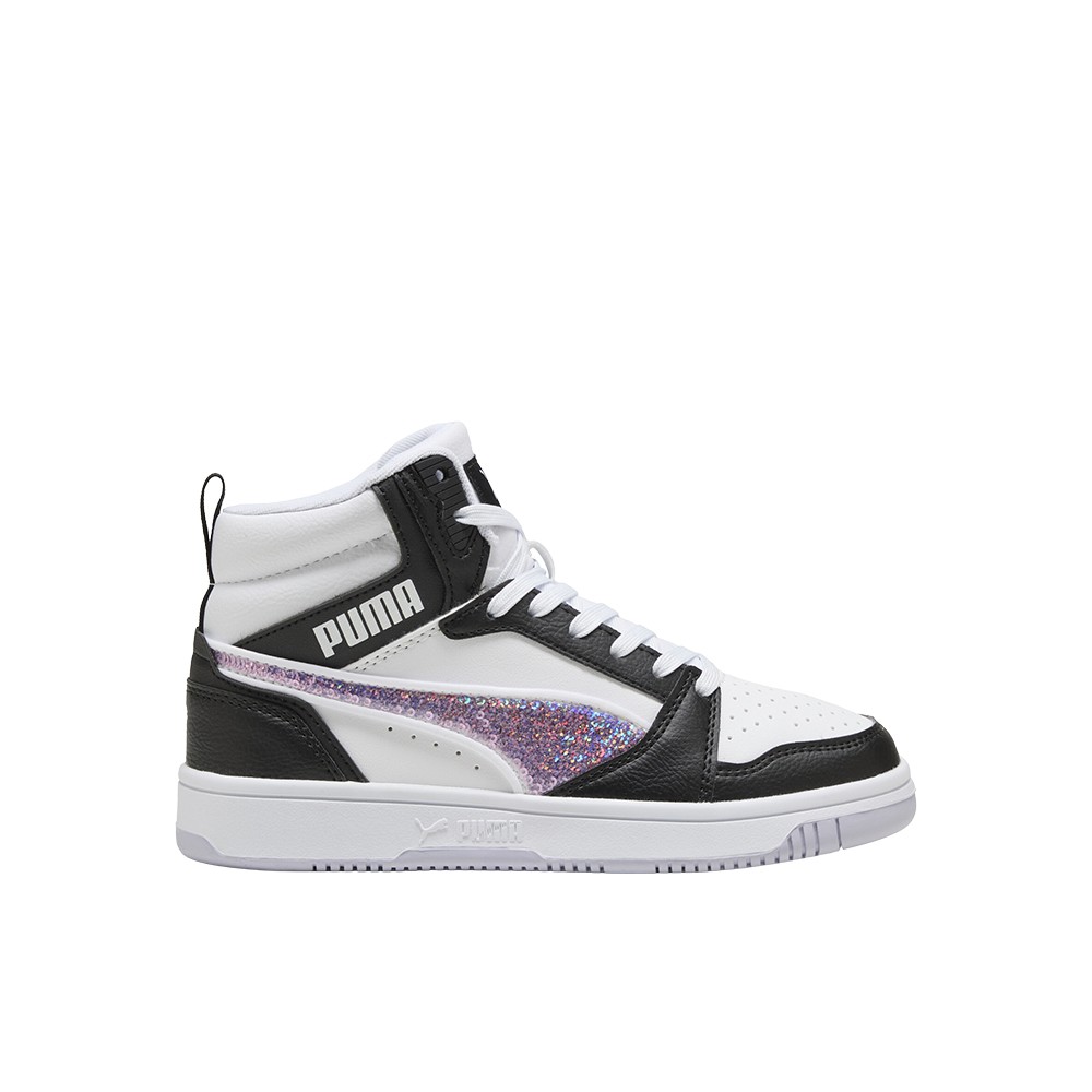 PUMA Rebound V6 Mid Sequins Lace Up Youth Girls Black, White Sneakers Casual Sh