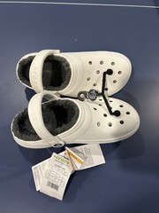 Crocs Classic Gray Lined Clog – White Grey Brand New Kids/ Men Size 6 203591-10M