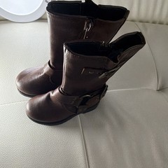 Fab Kids Brown Riding Boot Mid-Calf Zip Buckle Round Toe Kids US 7 UK6 EU23