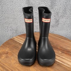 Hunter Kids First Classic Rain Boots Matte Black Waterproof Rubber Size 10B/11G