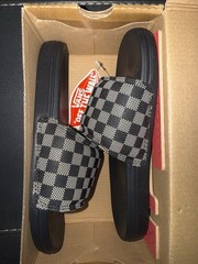 VANS Checkerboard Slide Sandals Black White Unisex Kids US 3.0 EU 34