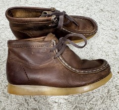 Clarks Originals Kids Wallabee Leather Lace-Up Chukka Boots Sz 10 Classic Brown